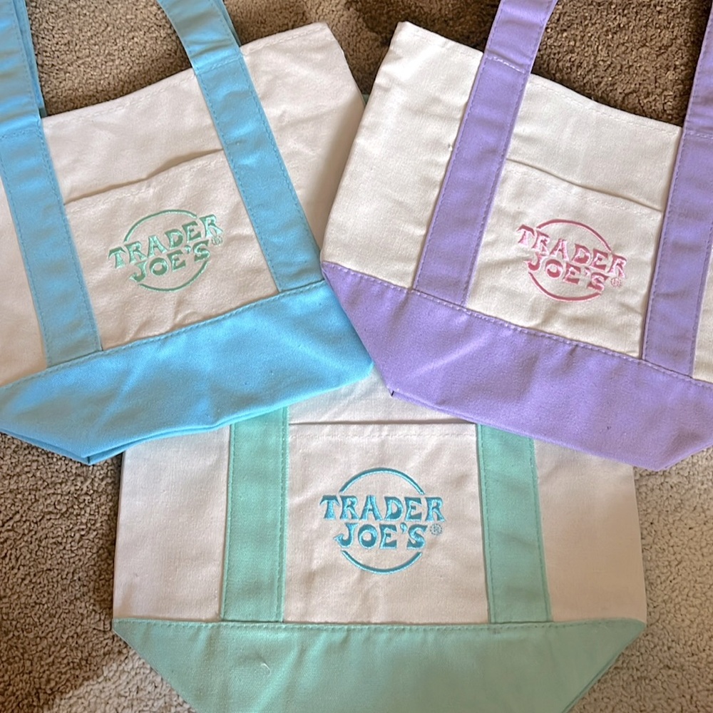Trader Joe’s Mini Pastel Canvas Tote Bag Set of 3 – Limited Edition